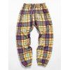 Pantalon Décontracté à Carreaux Imprimé Partout - Jaune Soleil XL