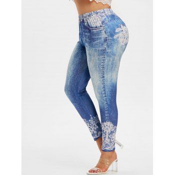 Image of Plus Size D Lace Jean Print Tight Jeggings