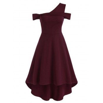 

One Shoulder High Low Dress, Deep red