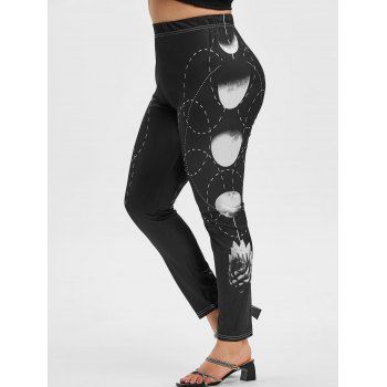 

Plus Size Moon Eclipse Printed High Rise Leggings, Black