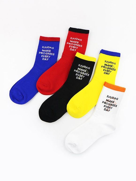 Chaussettes Graphique Motif de Lettre 5 Paires - multicolor 