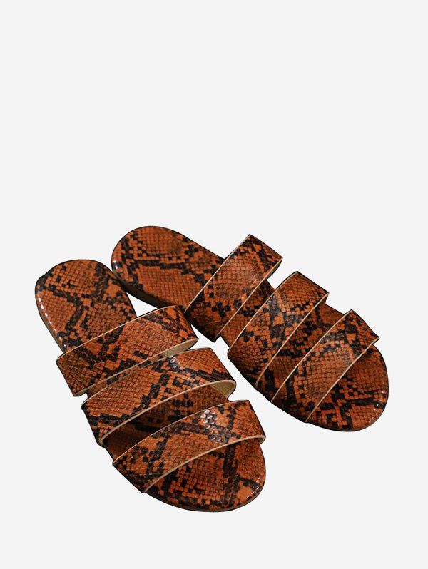 [36% OFF] 2021 Snakeskin Pattern Beach Slides Sandals In BROWN | DressLily
