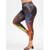 Legging de Neuf Minutes Peinture Eclaboussée de Grande Taille - Noir 4X