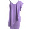 Robe Courte Volantée à Une épaule Nue Grande Taille - Violet clair 5XL