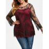 Blouse en Dentelle Grande Taille avec Débardeur - Noir 1X