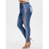 Legging 3D Jean Imprimé de Grande Taille à Lacets - Bleu 5X