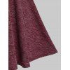 Robe Tricotée Boutonnée Grande Taille en Fausse Fourrure Insérée - Rouge Vineux L
