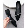 Ballerines à Bouts Pointus avec Sangles en Strass - Noir EU 40