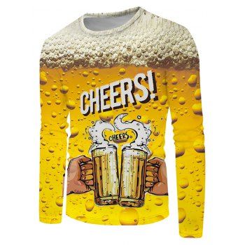 

Beer Cheers Graphic Crew Neck Long Sleeve T Shirt, Multicolor