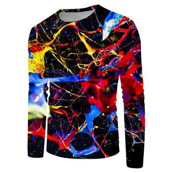

Paint Splatter Print Long Sleeve T-shirt, Multicolor