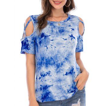 Image of Tie Dye Crisscross Cold Shoulder Top