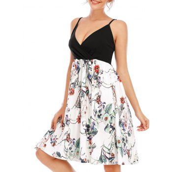 

Floral Surplice A Line Sundress, White