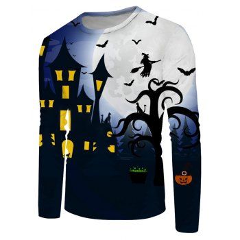 

Halloween Bat Witches Night Graphic Crew Neck Long Sleeve T Shirt, Multicolor