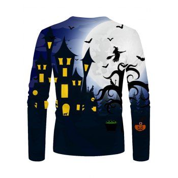 Halloween Bat Witches Night Graphic Crew Neck Long Sleeve T Shirt