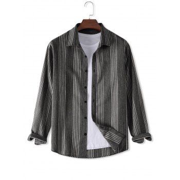 

Long Sleeve Stripes Pattern Shirt, Gray
