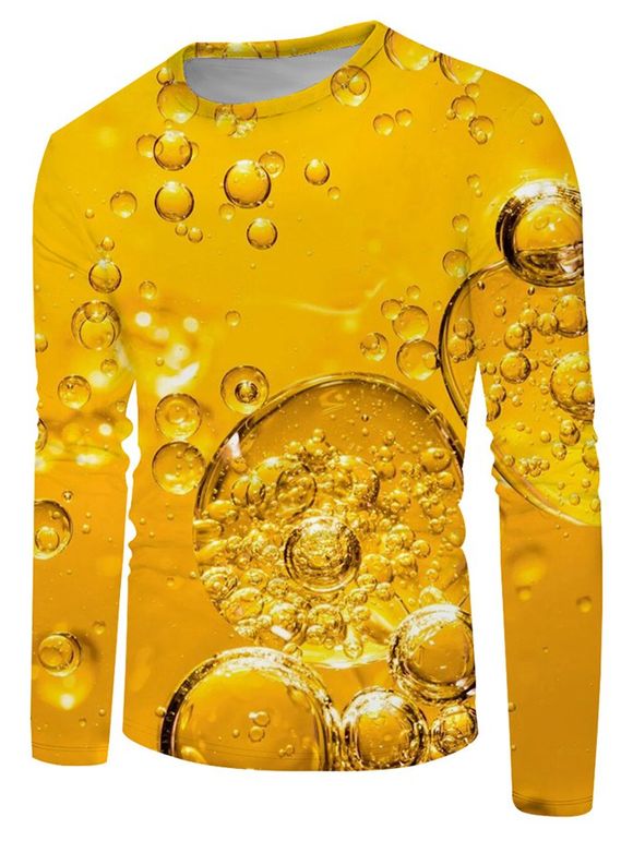 T-Shirt à Manches Longues à Imprimé Bulle 3D  - Jaune XL