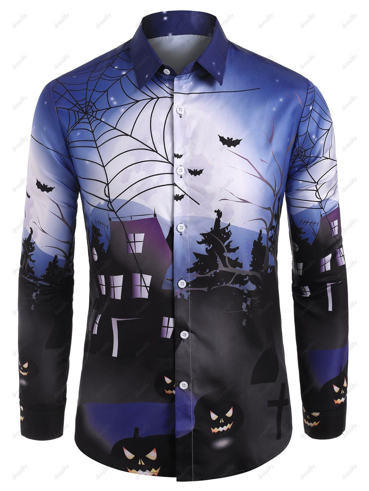 halloween 3 button up shirt