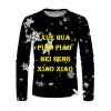Letter Snowflake Print Long Sleeve T-shirt - BLACK 4XL