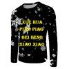 T-shirt à Manches Longues à Imprimé Flocon de Neige et Lettre  - Noir L