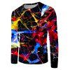 T-shirt à Imprimé Peinture Eclaboussée à Manches Longues - multicolor 3XL