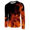 T-shirt à Imprimé Flamme à Manches Longues - multicolor 4XL