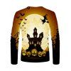 Halloween Night Bat Witches Graphic Crew Neck Long Sleeve T Shirt - multicolor 4XL