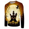 Halloween Night Bat Witches Graphic Crew Neck Long Sleeve T Shirt - multicolor 4XL