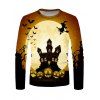 T-shirt d'Halloween Imprimé Sorcière Chauve-souris à Manches Longues - multicolor 4XL