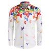 Chemise à Imprimé Papillon Coloré Boutonnée à Manches Longues - Blanc S