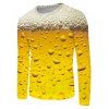T-shirt Bière en Mousse Imprimée Manches Longues à Col Rond - multicolor 4XL