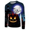 Halloween Pumpkin Moon Graphic Crew Neck Casual T Shirt - multicolor 3XL