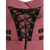 Cold Shoulder Lace-up High Low Gothic Dress - PINK ROSE XL