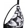 Cutout Lace-up Printed Peplum Tankini Swimwear - BLACK S