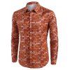 Brick Wall Pattern Button Up Casual Shirt - RED XL