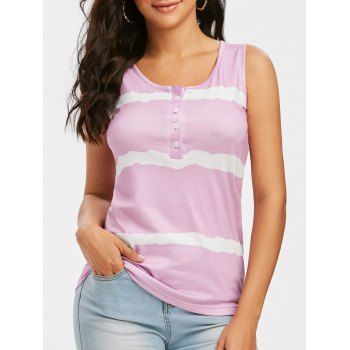 

Striped Henley Tank Top, Light purple