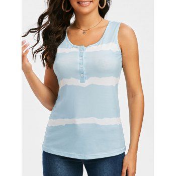 

Striped Henley Tank Top, Light blue