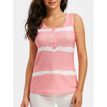 

Striped Henley Tank Top, Light pink