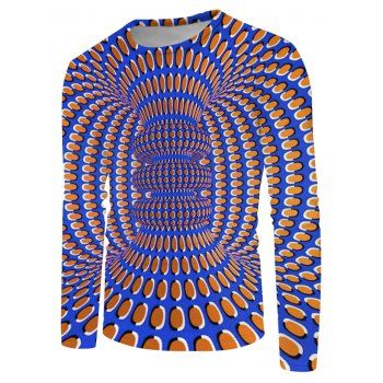 

Cylindrical Spiral Print Crew Neck Casual T Shirt, Multicolor