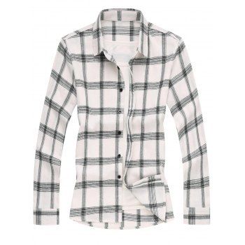 

Contrast Plaid Long Sleeves Shirt, White