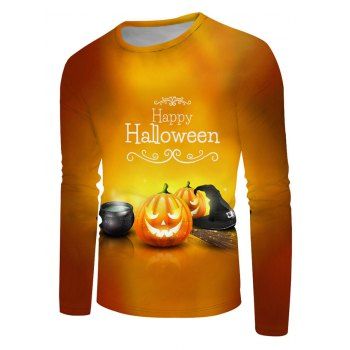 

Pumpkin Graphic Happy Halloween Crew Neck T Shirt, Multicolor