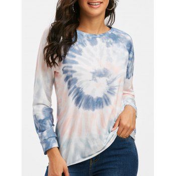 

Raglan Sleeve Tie Dye Pullover Sweatshirt, Light gray