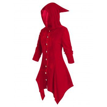

Plus Size Hooded Velvet Handkerchief Coat, Red
