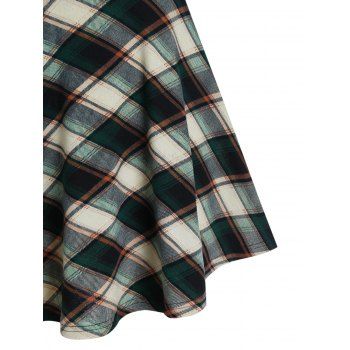 Plus Size Plaid Ruched Long Sleeve Tunic Tee