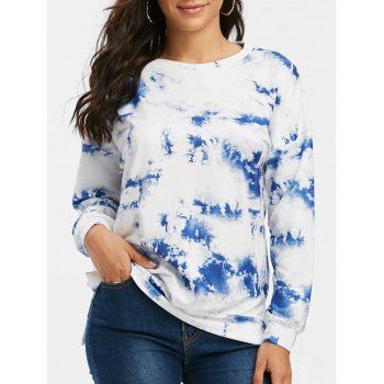 

Tie Dye Slit Drop Shoulder Loose Sweatshirt, Blue