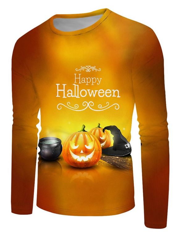 T-shirt d'Halloween Graphique Citrouille à Col Rond - multicolor 4XL