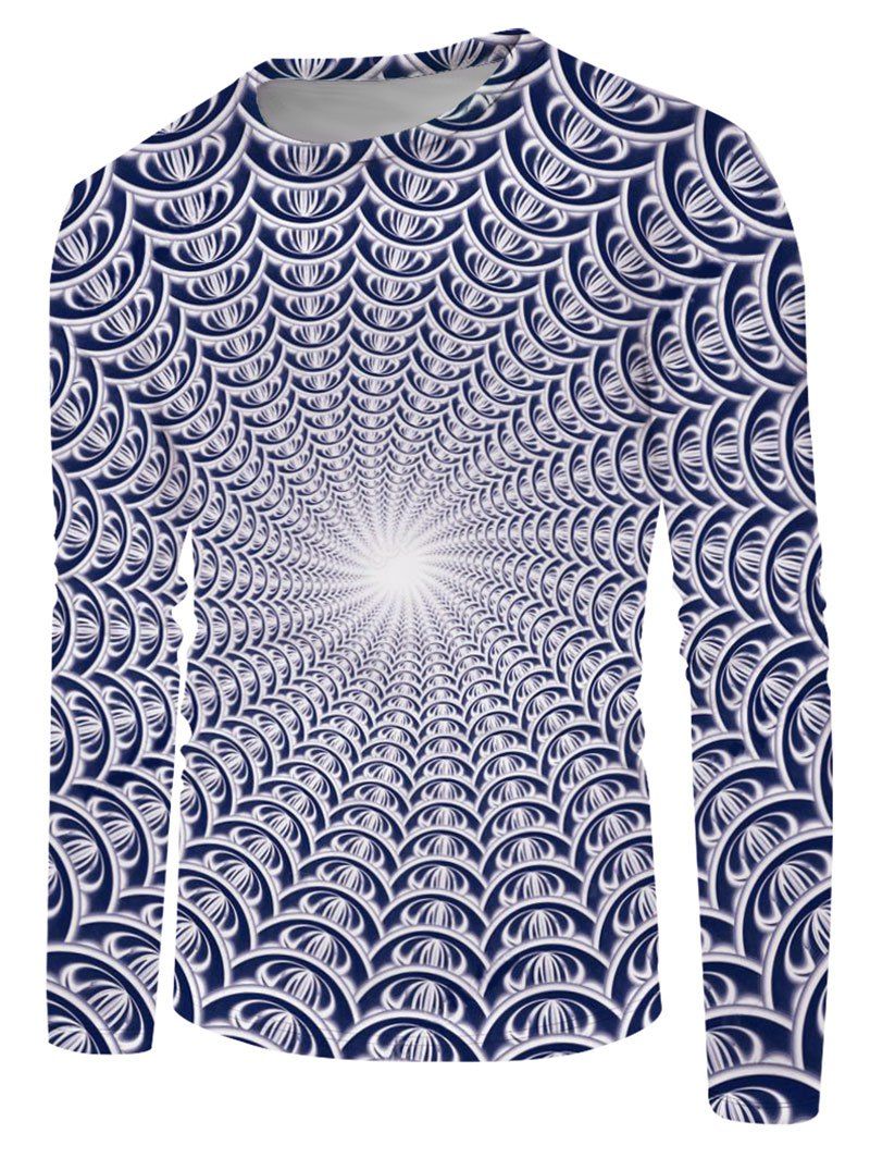 3D Light Print Long Sleeve T-shirt - multicolor 4XL