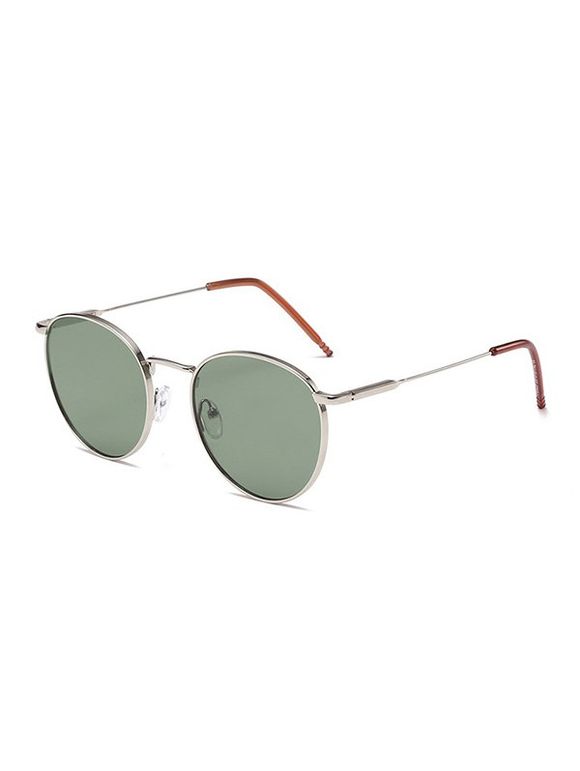 Lunettes de Soleil Rétro en Forme Ronde Anti UV - Vert Noisette 