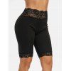 Legging Court Ourlet en Dentelle à Taille Moyenne - Noir L