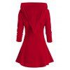 Plus Size Hooded Velvet Handkerchief Coat - RED 2X