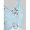 Lace Flower Embroidery Ribbon Belted A Line Dress - LIGHT BLUE S